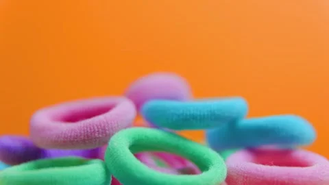 Super macro of a rubber bands close up very colorful image Stock Footage 301862036