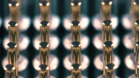 Super macro shot of multiple processor unit pins Stock Footage 95254167