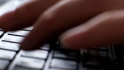 Super macro: somebody typing using computer keyboard, close up Stock Footage 88322070