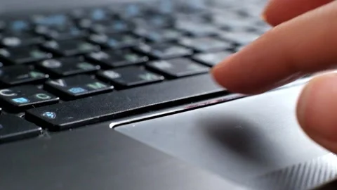 Super macro: somebody typing using computer keyboard and touchpad, close up Stock Footage 88322145