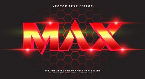 Super Max glowing Style 3d editable text Stock Illustration