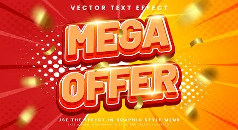 Super Mega Offer 3D editable text effect Stock Illustration