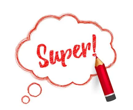Super message. Speech bubble drawn with pencil Illustrazione stock