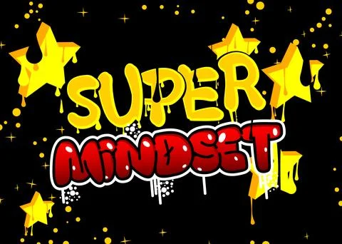 Super Mindset. Graffiti tag. Abstract modern street art decoration performe.. Stock Illustration