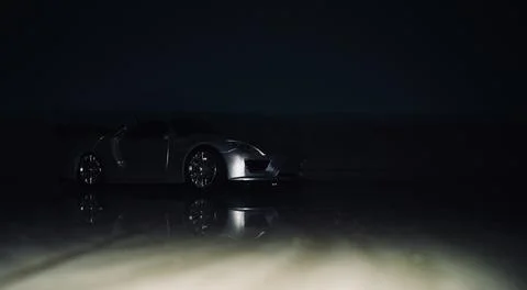 Super model car in dark chrome 스톡 사진