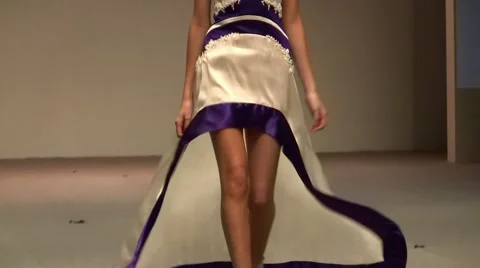 Super models Haute Couture catwalk high fashion runway Fashion Week Stock Footage 40644342