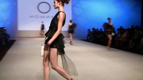 Super models Haute Couture catwalk high fashion runway Fashion Week Stock Footage 40645016