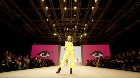 Super models Haute Couture catwalk high fashion runway Fashion Week Stock Footage 43224716
