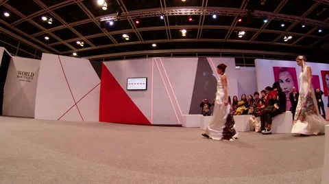 Super models Haute Couture catwalk high fashion runway Fashion Week  time lapse Stock Footage 43231504