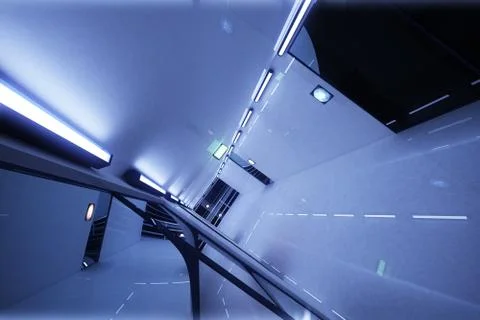 Super Modern Building Corridor 3D artwork  イラスト素材