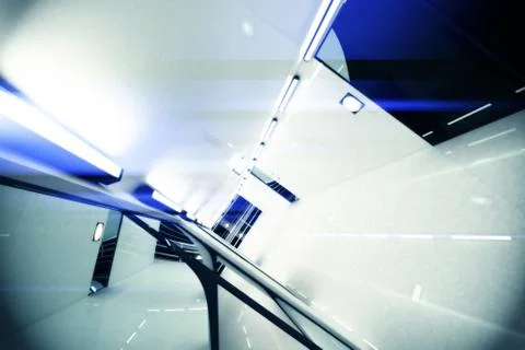 Super Modern Building Corridor 3D artwork  Stock Illustration