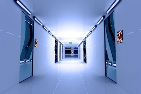 Super Modern Building Corridor 3D artwork  스톡 일러스트