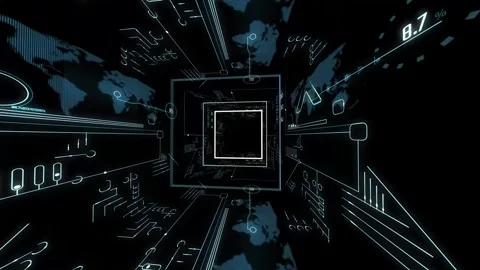 Super modern technology background with hud interface graphic animations Stock Footage 281202888