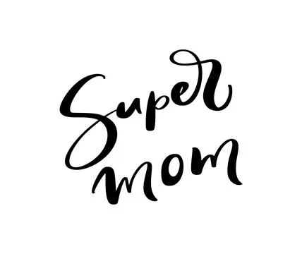 Super mom typography vector design with a heart, symbolizing parental love,.. Stock Illustration