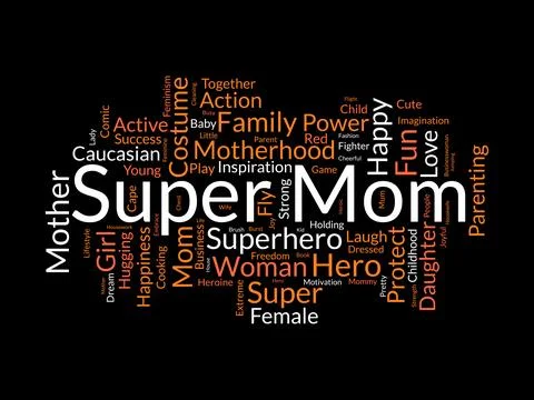 Super Mom wordcloud template. Mom Love concept vector background. Stock Illustration