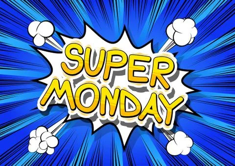 Super Monday - Comic book style word on abstract background. Stock Illustration
