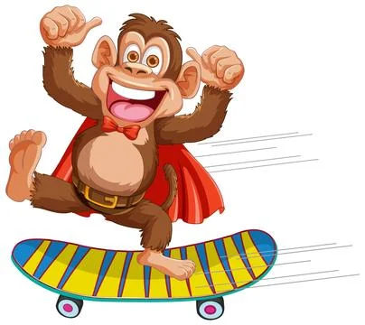 Super Monkey on a Skateboard Adventure Illustrazione stock
