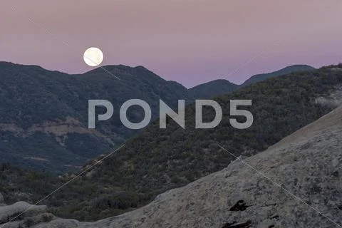 Super Moon Above the Horizon Stock Photos