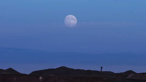 Super moon on the background of mining production. Stock Footage 91588554