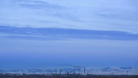 Super moon over the industrial zone Video stock 75883701
