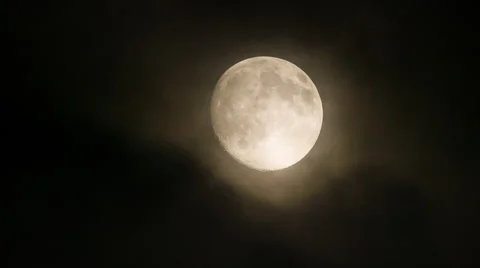 Super Moon with Passing Clouds Stock Footage 40713957