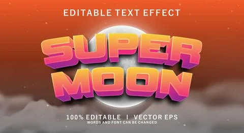 Super moon vector text effect with modern style design Stock Illustration