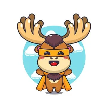 Super moose cartoon vector illustration. Stock Illustration
