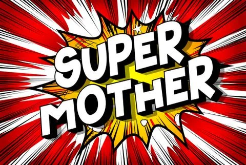 Super Mother - Vector illustrated comic book style phrase on abstract backgro Illustrazione stock