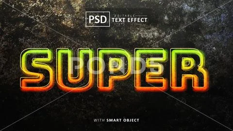 Super neon text effect editable PSD Template