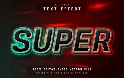 Super neon text effect Stock Illustration