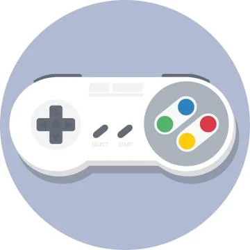 Super nintendo (SNES) gamepad (controller) vector flat icon Illustrazione stock