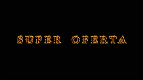 Super oferta fire text effect black background Stock Footage 136499777