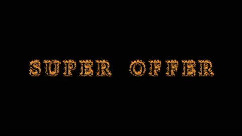 Super Offer fire text effect black background Stock Footage 136245910
