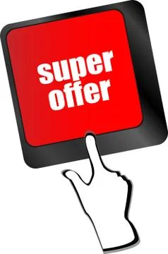 Super offer text on laptop computer keyboard Stock Illustration
