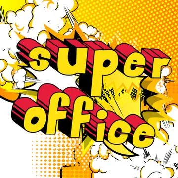 Super Office - Comic book style phrase on abstract background. Stock Illustration