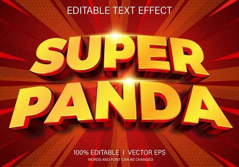 Super panda vector text effect with modern style design Stock Illustration