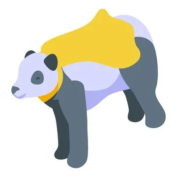 Super panda wearing yellow cape isometric icon protecting wildlife Stock Illustration
