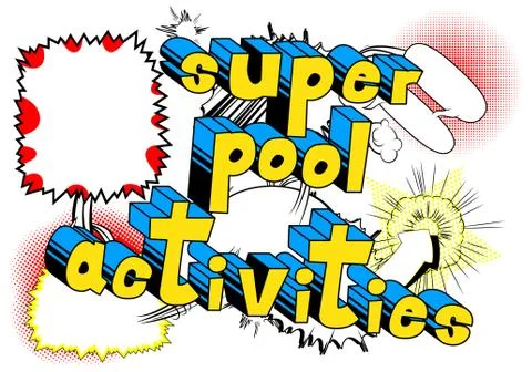 Super Pool Activities - Vector illustrated comic book style phrase. Illustrazione stock