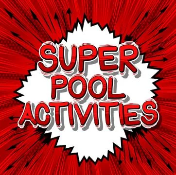 Super Pool Activities - Vector illustrated comic book style phrase. Illustrazione stock