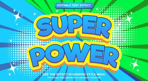 Super power 3d editable text effect Stock Illustration