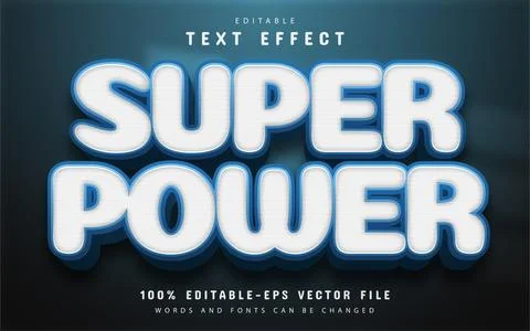 Super power blue shiny text effect Stock Illustration