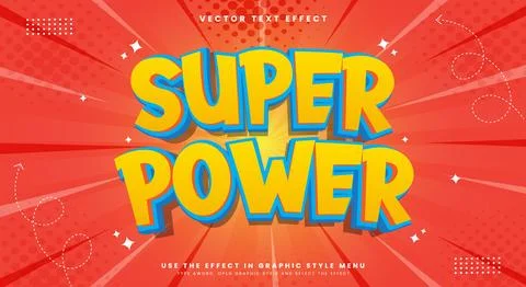Super Power Cartoon Style 3d editable text effect Template Stock Illustration