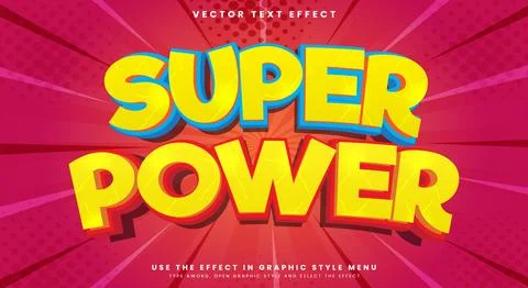 Super Power Comic Style 3d editable text effect Stock Illustration
