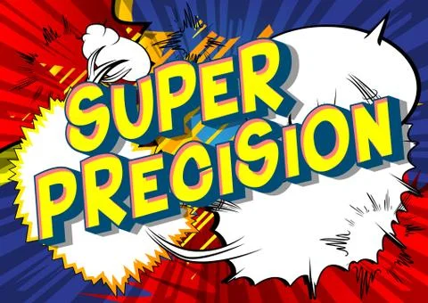Super Precision - Vector illustrated comic book style phrase on abstract back Illustrazione stock