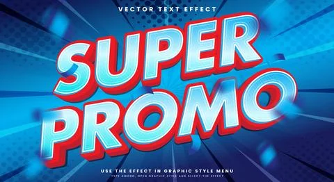 Super Promo 3d editable text effect Template Stock Illustration