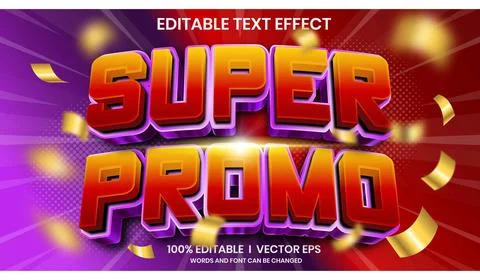Super promo 3d vector text effect with modern style design Stock Illustration