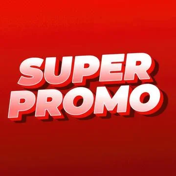Super promo text in bold white letters on red background Stock Illustration