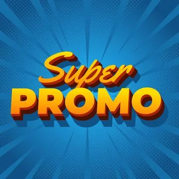 Super promo. Text effect in square size with bold font and 3D look Stock Illustration