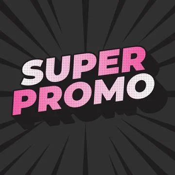 Super promo. Text effect in square size with bold font and 3D look Stock Illustration