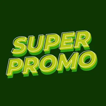 Super promo. Text effect in square size with bold font and 3D look Stock Illustration